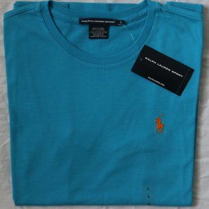 Ralph Lauren Sport T Shirt Blue Cotton Slim Fit L Short Sleeve New